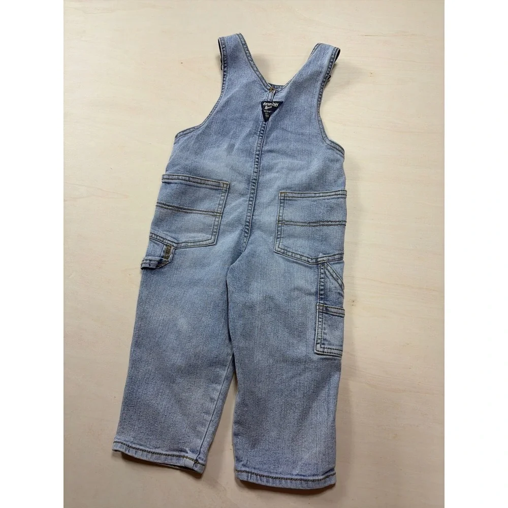 OshKosh Bgosh Toddler Boys Light Wash Denim Carpenter Overalls Size 2T Blue